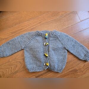 VTG Bob The Builder Wool Blend Kids Sweater Grey Handmade 12-24 Months Y2k